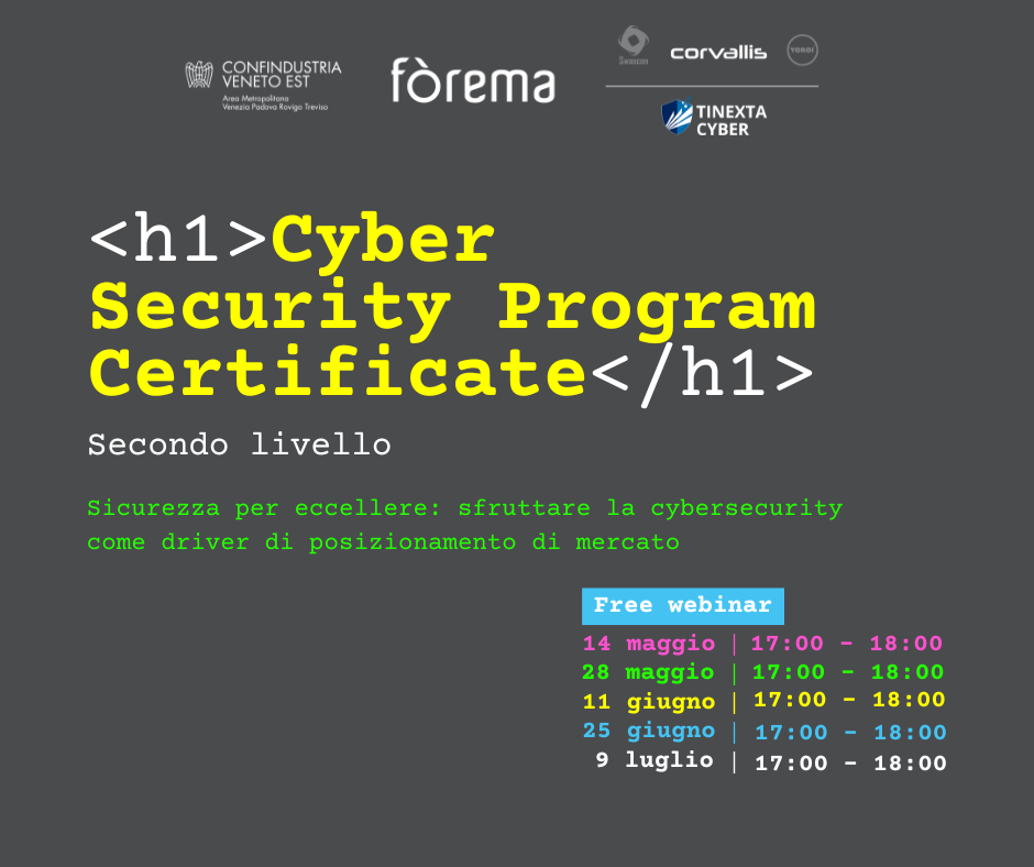 Cyber Security Program Certificate: la seconda ed.  corso gratuito online che ti fornirà una certificazione cyber per potenziare il tuo brand